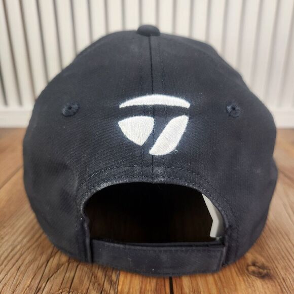 Taylor Made Golf Hat Cap Strap Back Black Logo Sports Mens Brand Advertising PGA - Picture 5 of 11